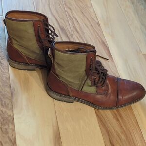 Men's Brown and Green Leather Boots